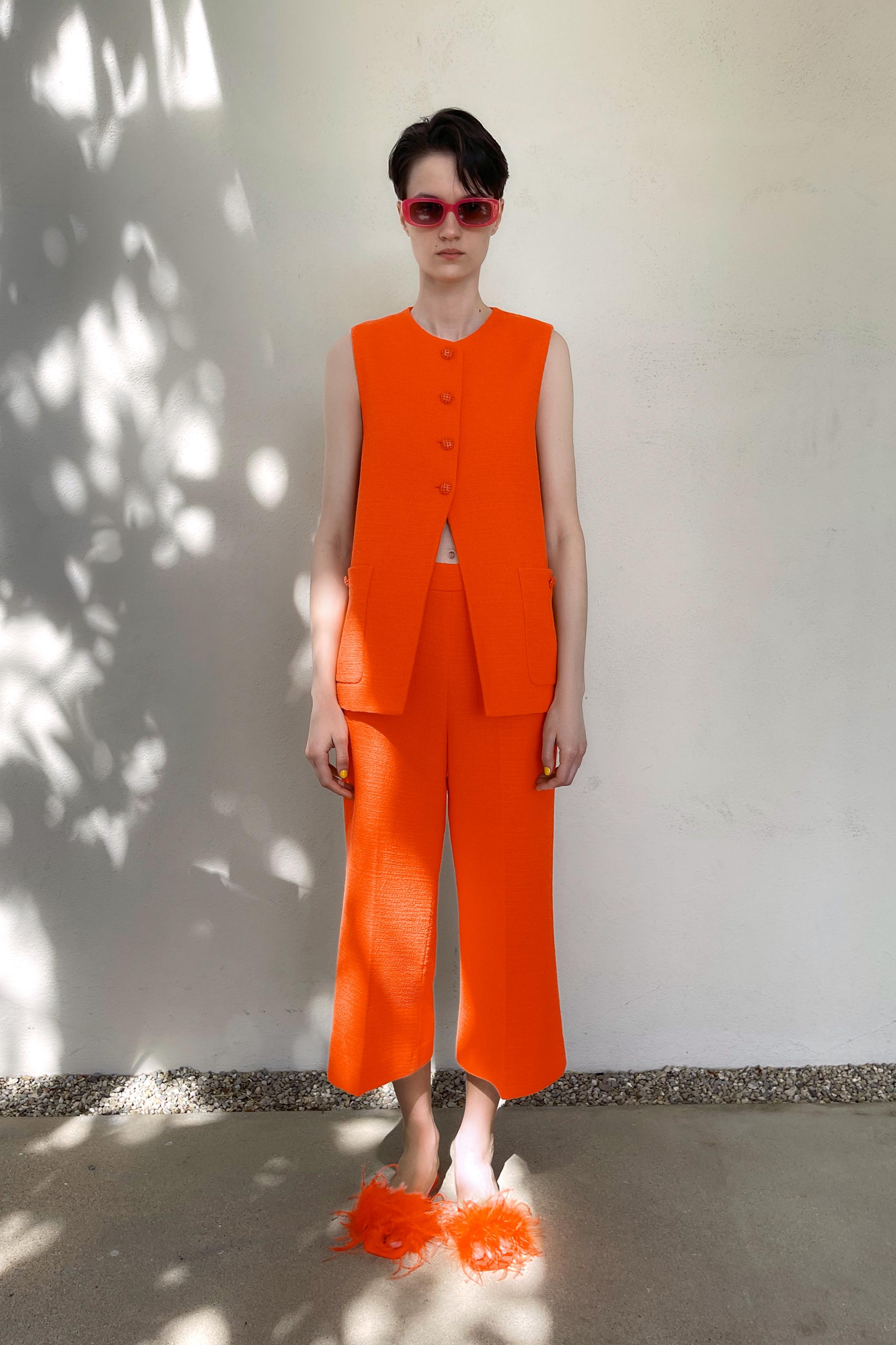 Orange trousers zara sales